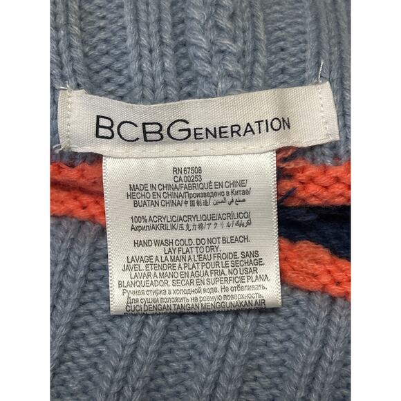 BCBGeneration Blue Stripe Crochet Strapless Tube Bandeau Knit Crop Top Size M - Picture 3 of 3